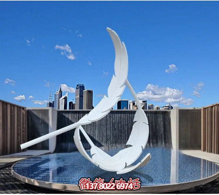 大型不銹鋼鏡面羽毛雕塑，創(chuàng)意園林景觀裝置