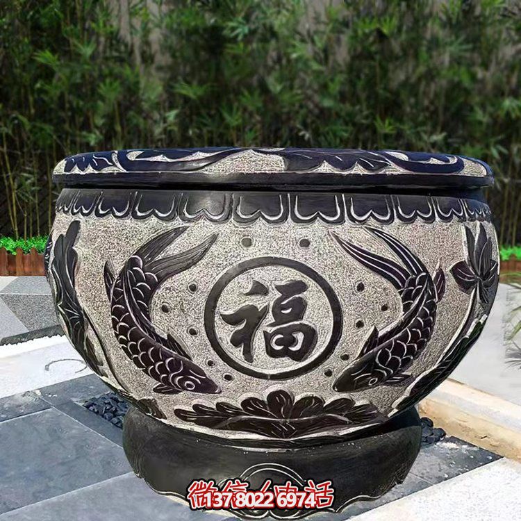 精美青石石雕缸，打造現(xiàn)代園林景觀