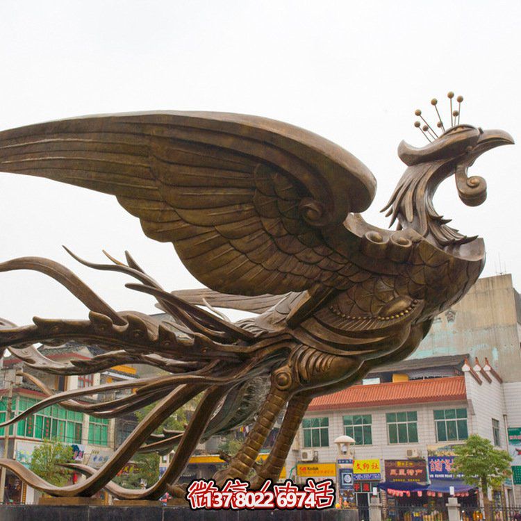 大型鳳凰銅雕擺件，增添廣場(chǎng)氣派
