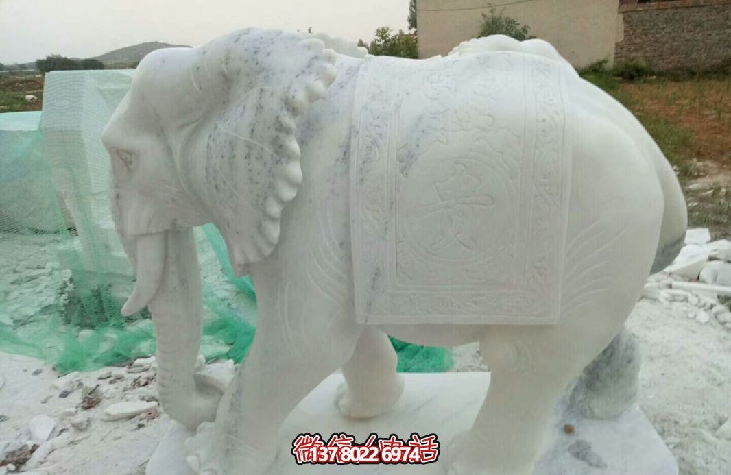 經(jīng)典漢白玉大象雕塑，戶外空間創(chuàng)意裝飾