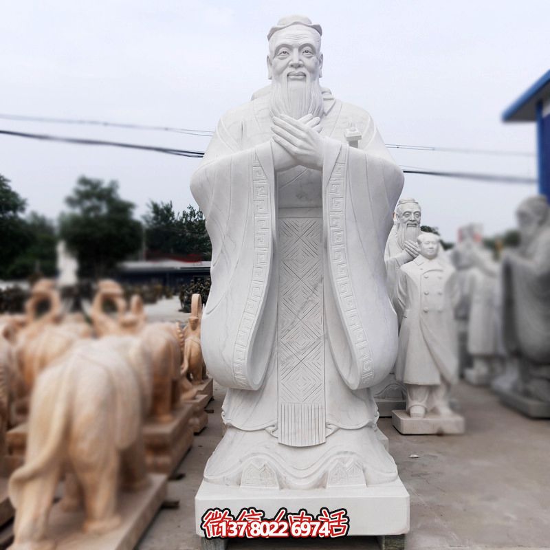 漢白玉孔子雕塑傳承中華文化，融入創(chuàng)意景區(qū)