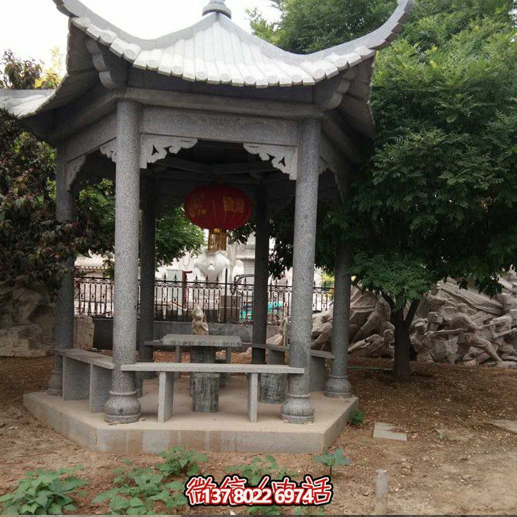 精美青石雕刻仿古中式?jīng)鐾?，裝點精美公園戶外