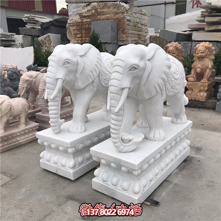 大理石石雕大型動(dòng)物雕塑，點(diǎn)綴庭院別墅門口