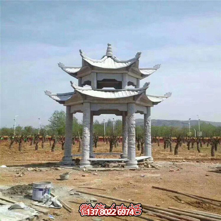 雙層雕塑涼亭，為景區(qū)、園林、戶外環(huán)境提供視覺美感