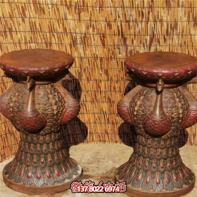 手工民俗精美青石孔雀花幾花架，打造寧靜優(yōu)雅的庭院室內(nèi)擺件