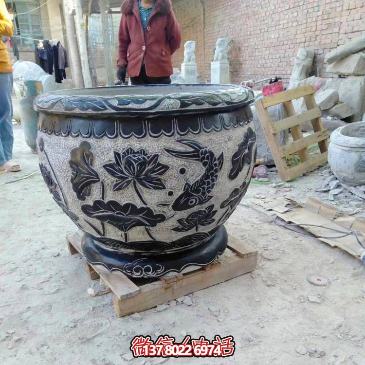 天然石頭缸，仿古雕刻，裝點家園