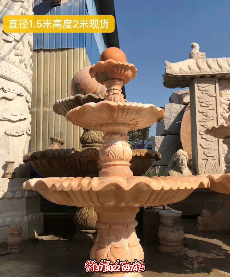 紅色晚霞風(fēng)水球石雕景觀噴泉，點(diǎn)亮小區(qū)美景