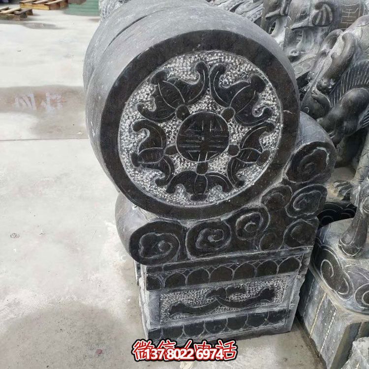 精美青石浮雕抱鼓石雕塑，點(diǎn)綴門(mén)口庭院