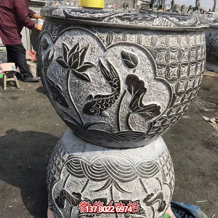 古典中式仿古石雕花盆，為您的庭院增添古風雅致