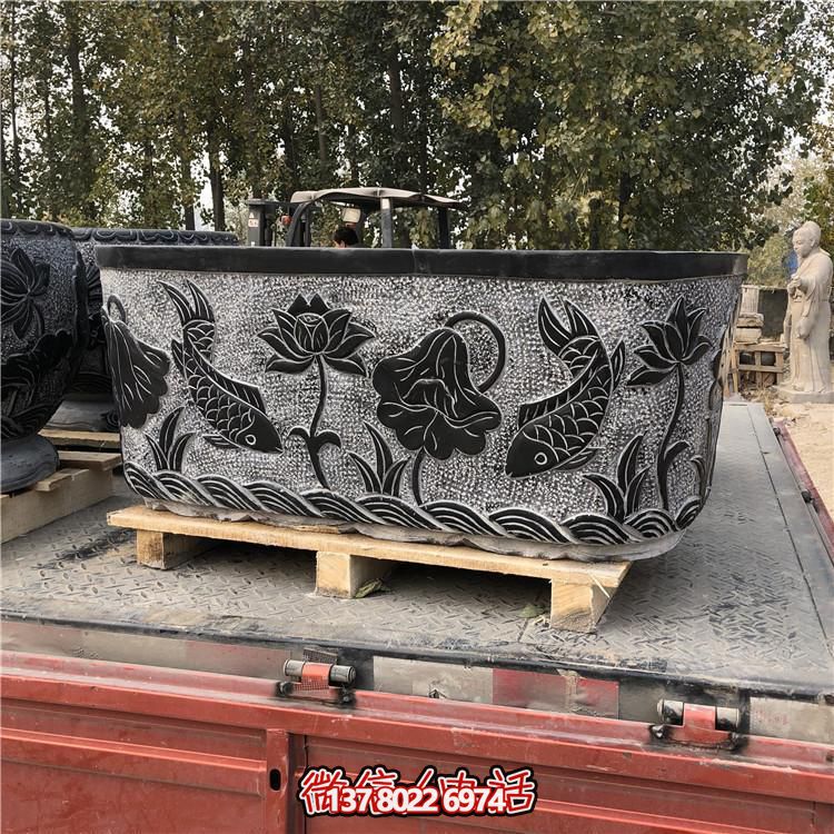 精美青石雕刻橢圓花盆，打造完美庭院戶外環(huán)境