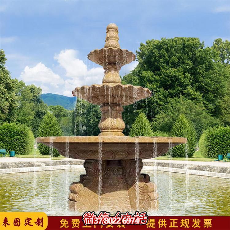 流水紅晚霞，石雕戶外景區(qū)擺件