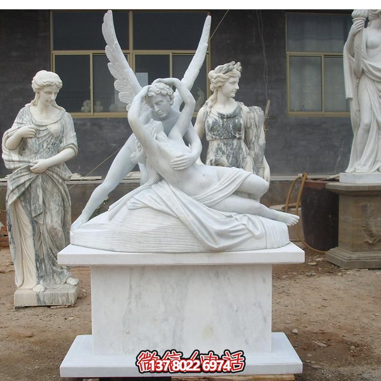 西方天使?jié)h白玉雕塑，美化景區(qū)廣場