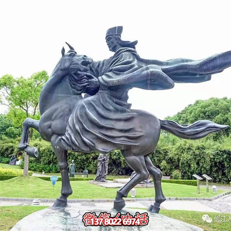 古典仿銅騎馬雕塑，玻璃鋼創(chuàng)意廣場裝飾