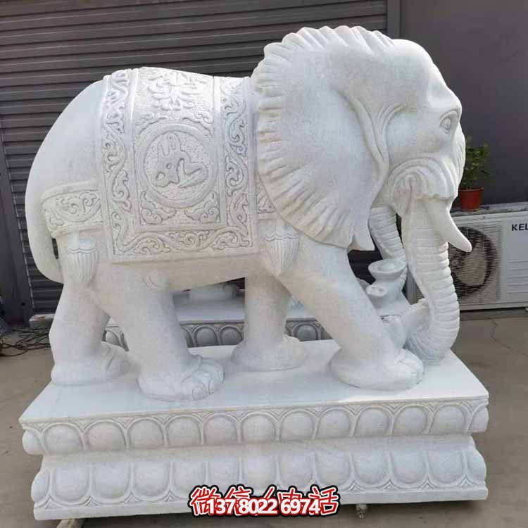 漢白玉雕塑藝術(shù)，景觀裝置招財(cái)大象