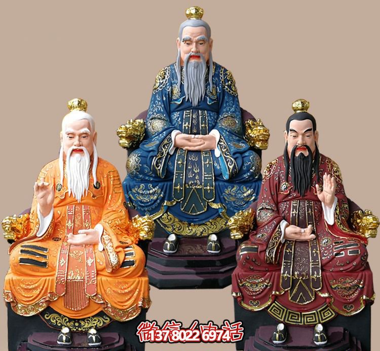 玻璃鋼老子三清尊神佛像，精美彩繪全景展示梵形神寶君