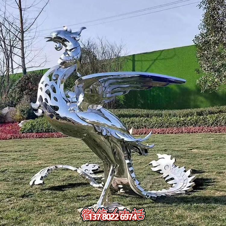 精美不銹鋼鳳凰雕塑，裝飾您的室外景觀