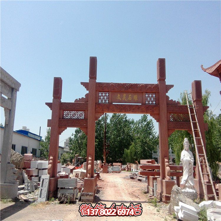 仿古雕塑擺件，青石大理石裝飾門樓牌樓牌坊村口