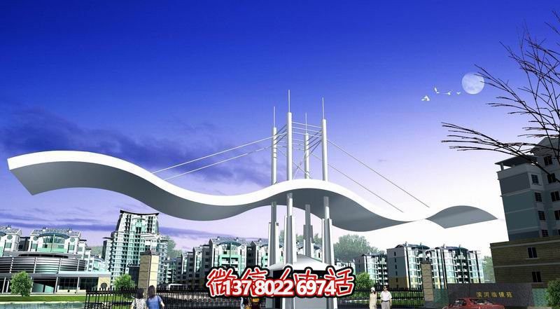 小區(qū)創(chuàng)意不銹鋼門(mén)牌坊景觀雕塑