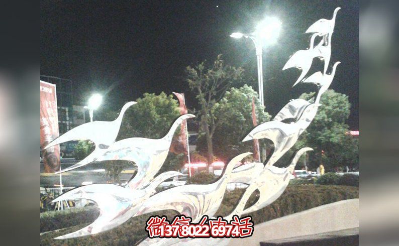 公園不銹鋼白鋼動(dòng)物大雁雕塑