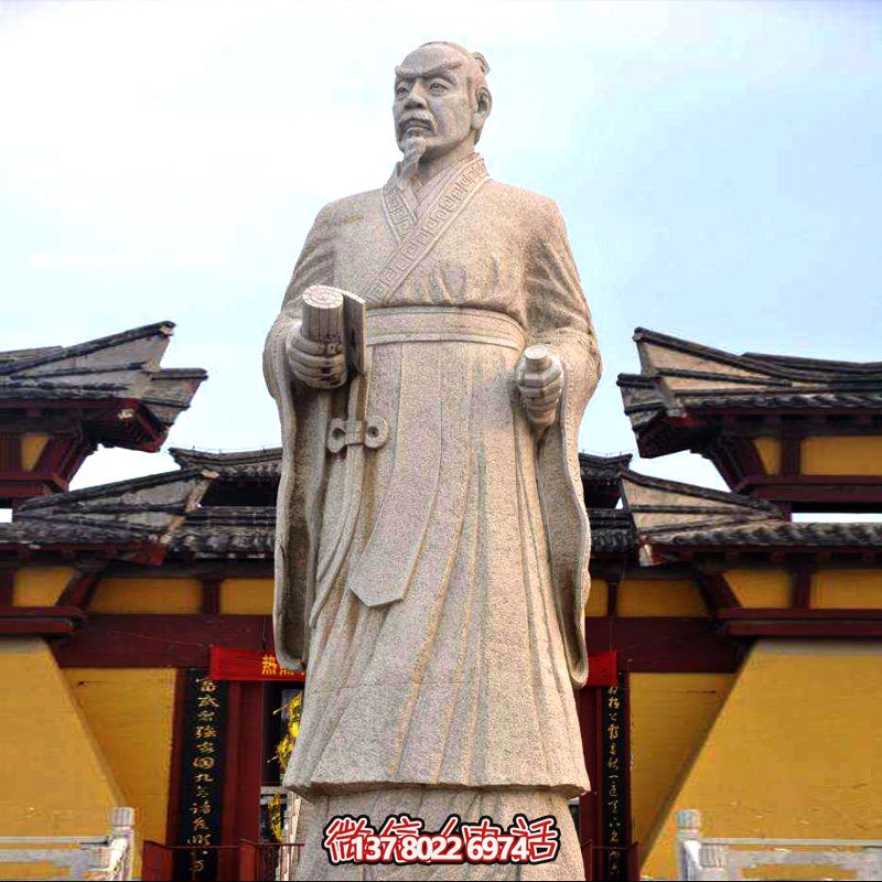 廣場學(xué)?；▓@砂巖石戰(zhàn)國時(shí)期思想家孟子雕塑像