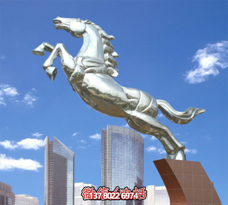 不銹鋼馬兒雕塑，鏡面騰空的馬兒雕塑，企業(yè)精神標(biāo)識(shí)標(biāo)志