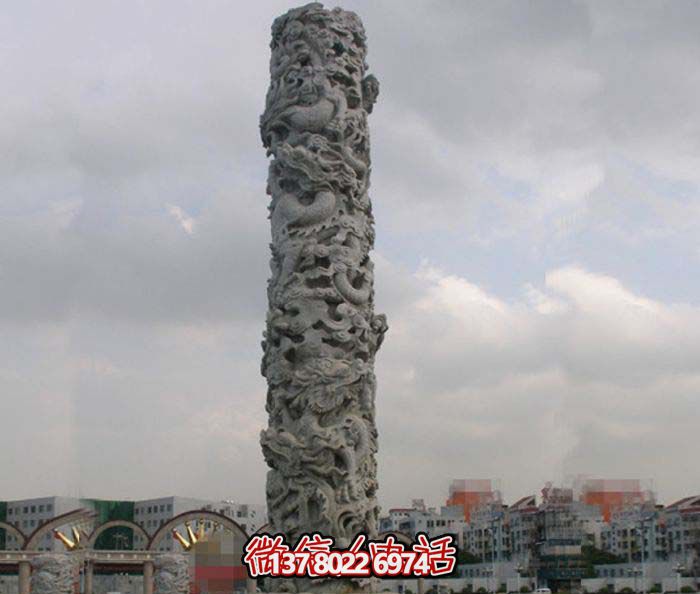 龍柱雕塑-廣場(chǎng)景觀(guān)仿古鏤空盤(pán)龍柱石雕