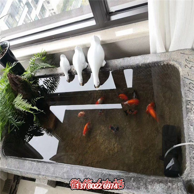 青石雕刻老石槽養(yǎng)魚庭院陽(yáng)臺(tái)擺放水池