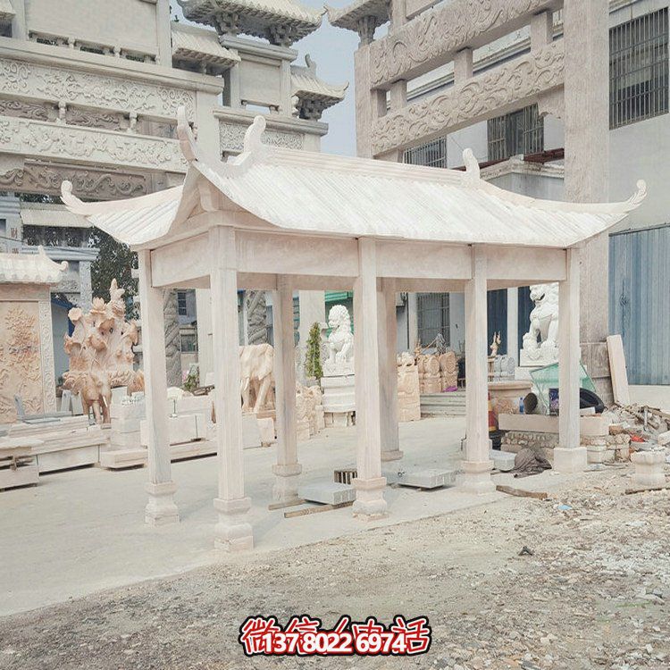 別墅小區(qū)大理石石雕戶外園林大型石雕長(zhǎng)廊涼亭雕塑