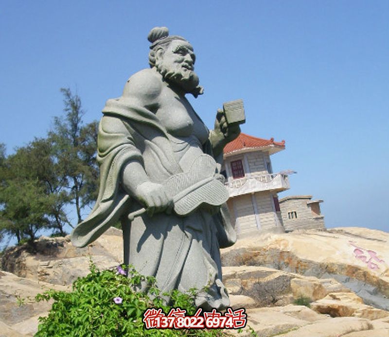 戶(hù)外園林景觀石雕拿著扇子的漢鐘離雕塑 戶(hù)外園林景觀石雕拿著扇子的漢鐘離雕塑