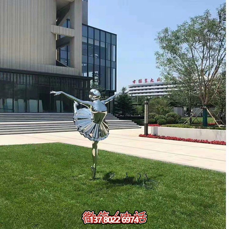 不銹鋼芭蕾女孩，鏡面跳舞女孩雕塑