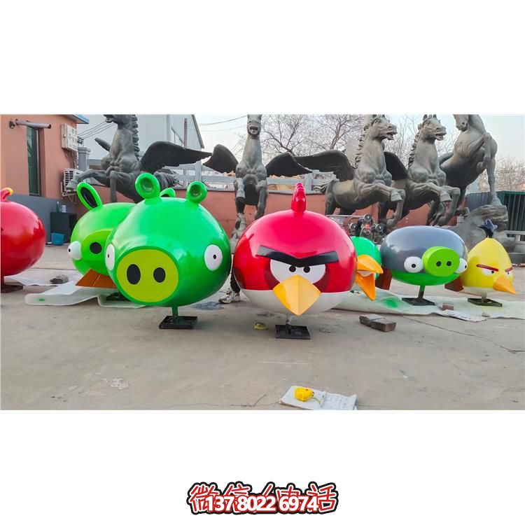 玻璃鋼卡通憤怒的小鳥(niǎo)公仔兒童樂(lè)園擺件