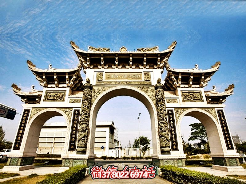 媽祖景點(diǎn)三門五樓古建青石雕牌坊