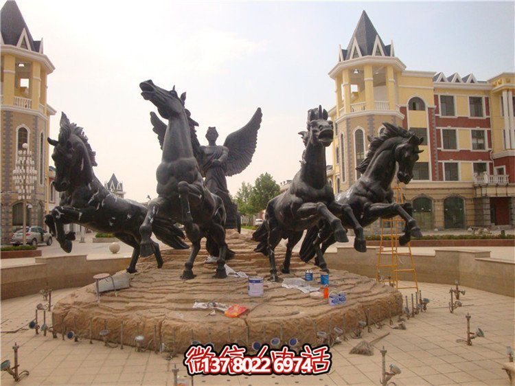 戶(hù)外廣場(chǎng)大型玻璃鋼仿銅園林飛馬