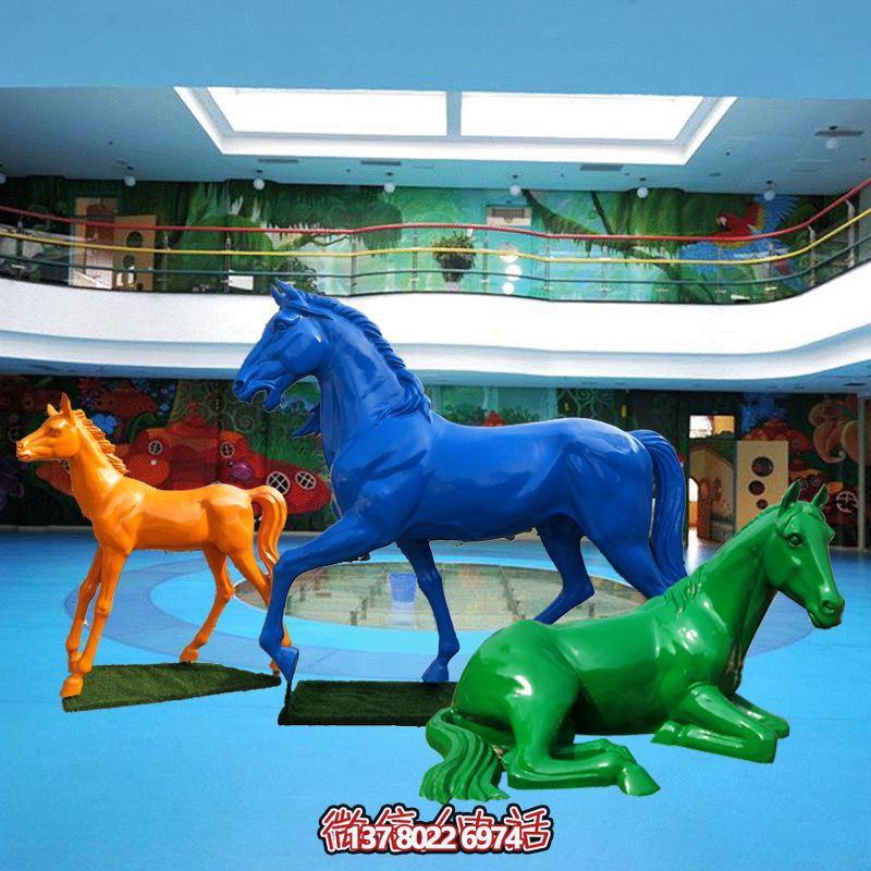 游樂場創(chuàng)意仿真動物玻璃鋼彩繪馬雕塑 游樂場創(chuàng)意仿真動物玻璃鋼彩繪馬雕塑