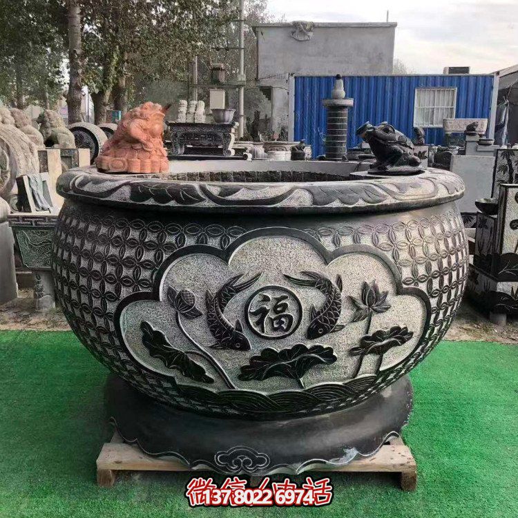 青石大水缸，石雕缸