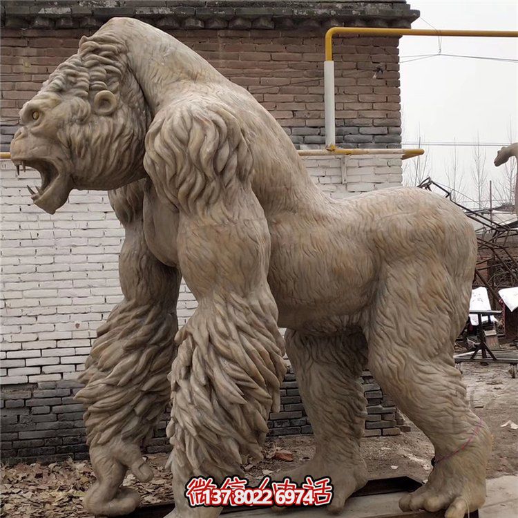 動(dòng)物園玻璃鋼仿銅大猩猩雕塑