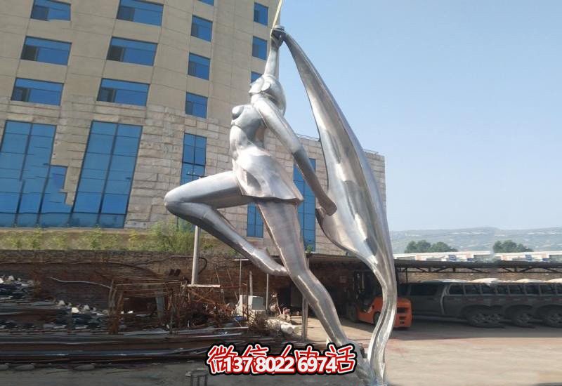 校園不銹鋼抽象藝術(shù)體操女孩雕塑 校園不銹鋼抽象藝術(shù)體操女孩雕塑