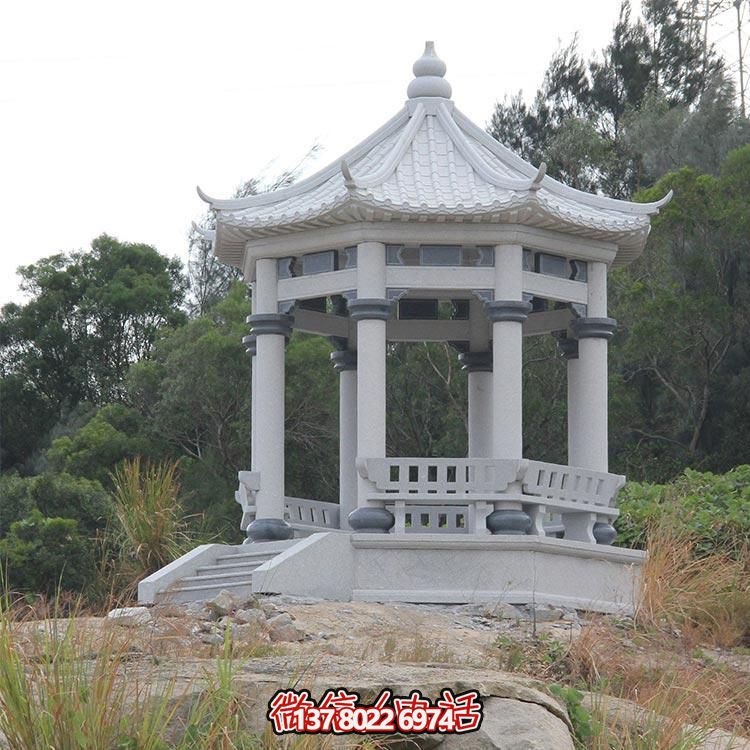 戶外景區(qū)景點中式大理石石雕休息乘涼涼亭