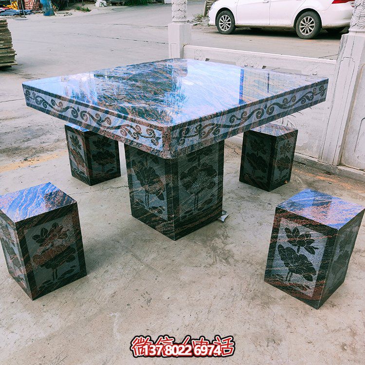 大理石石桌凳，正方形桌子凳子