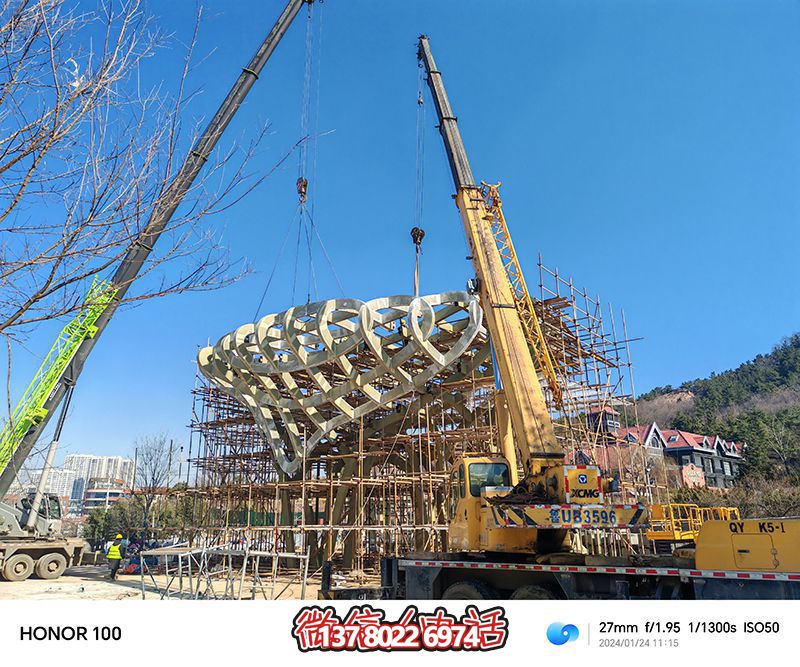 不銹鋼鳥(niǎo)巢吊裝安裝現(xiàn)場(chǎng)